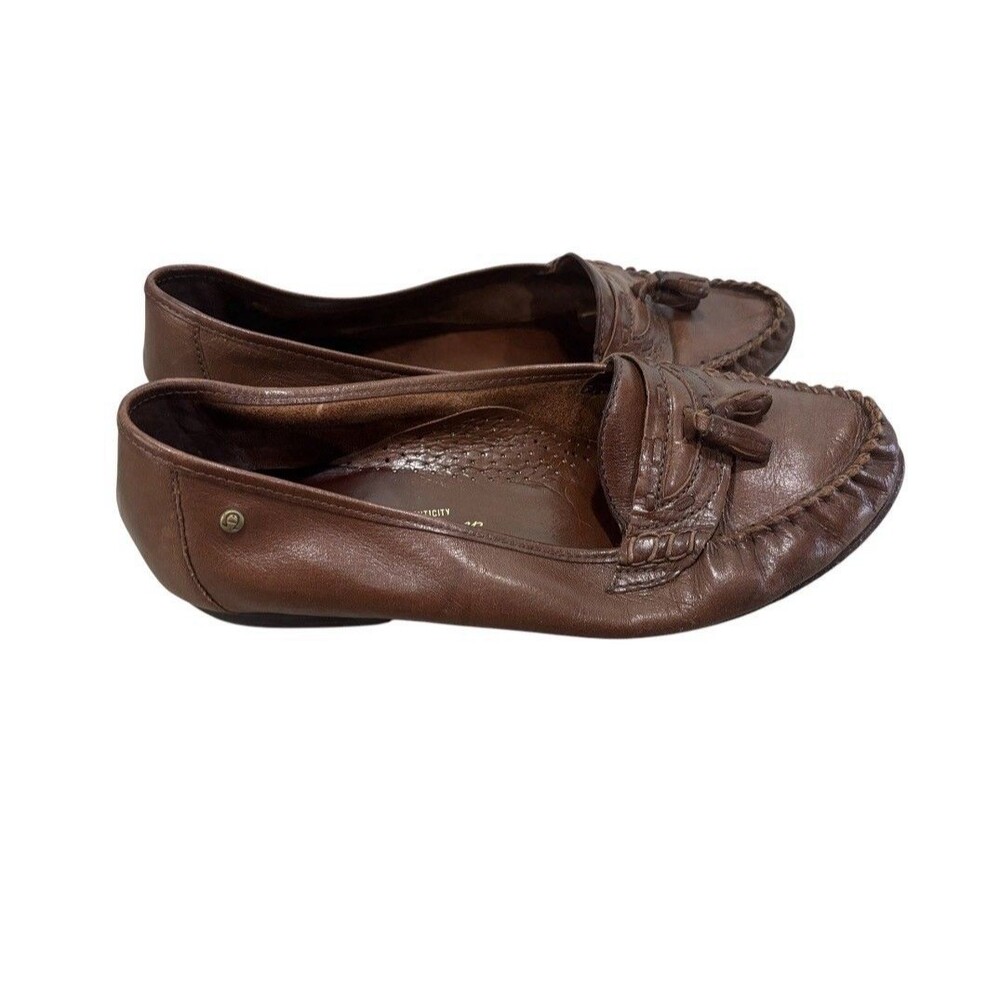 Vintage Etienne Aigner Womens Brown leather Tassel Loafer Size 7.5